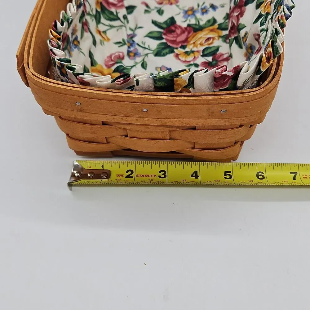 Longaberger Rectangle Basket 14” with Floral Liner 1995